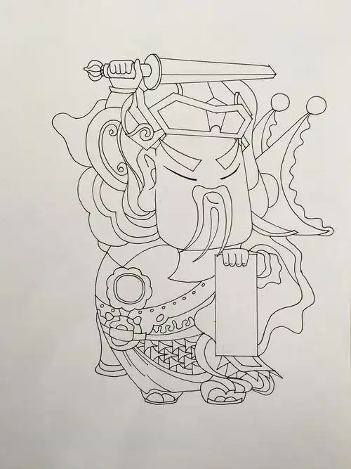 秦叔宝尉迟恭门神简笔画