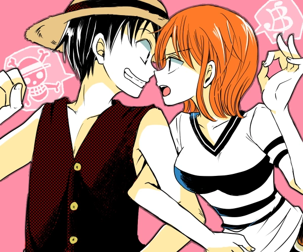 海贼王美图壁纸,路飞×娜美cp感十足,我丰富看到了女帝吃醋的样子