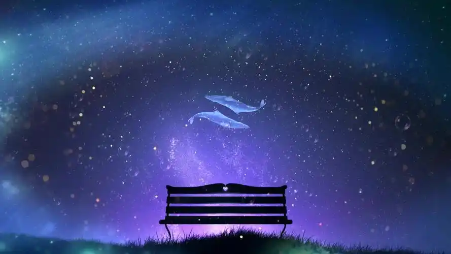 唯美幻想鲸鱼星空游荡