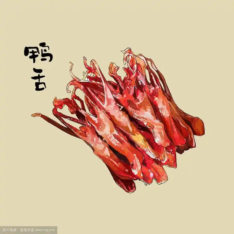 手绘美食插画 卤味卤料 鸡鸭肉 单品不带盘子 鸭舌