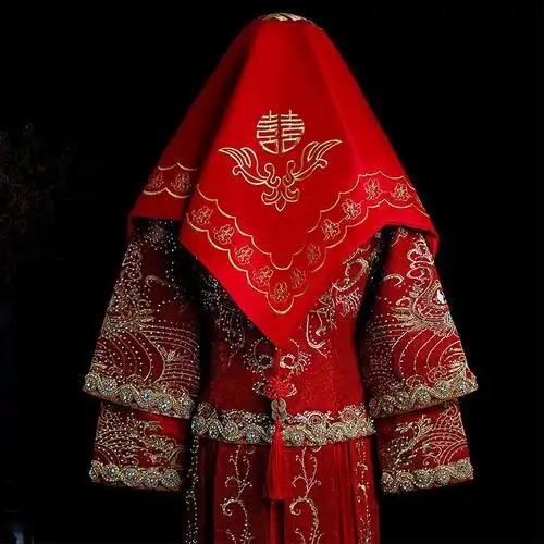盖头结婚中式秀禾新娘红色结婚中式刺绣婚礼新款头纱蒙头喜帕高档