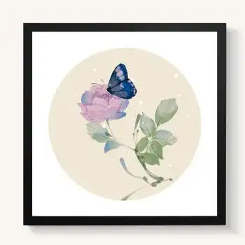 青尘蝴蝶装饰画客厅卧室现代简约挂画植物花卉壁画墙画 16 53x53厘米