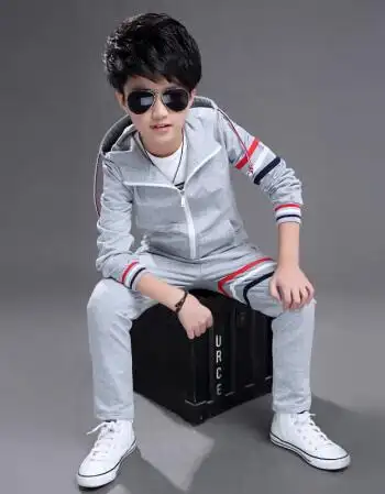 童装男童春装套装20188儿童春季9运动10男孩春秋12中大童15岁 灰色