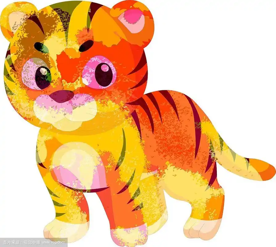 水彩老虎彩色孤立在白色