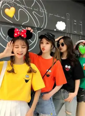 芝麻街三人闺蜜装姐妹装夏季学生