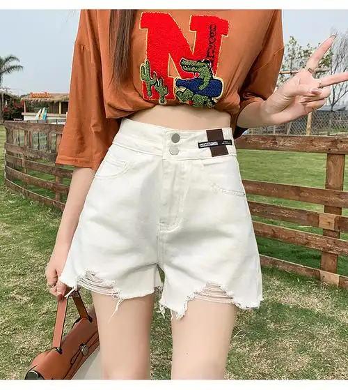 高腰显瘦休闲热裤女夏季新款a字牛仔短裤 - 17网