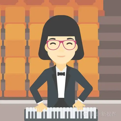 女人弹钢琴矢量图