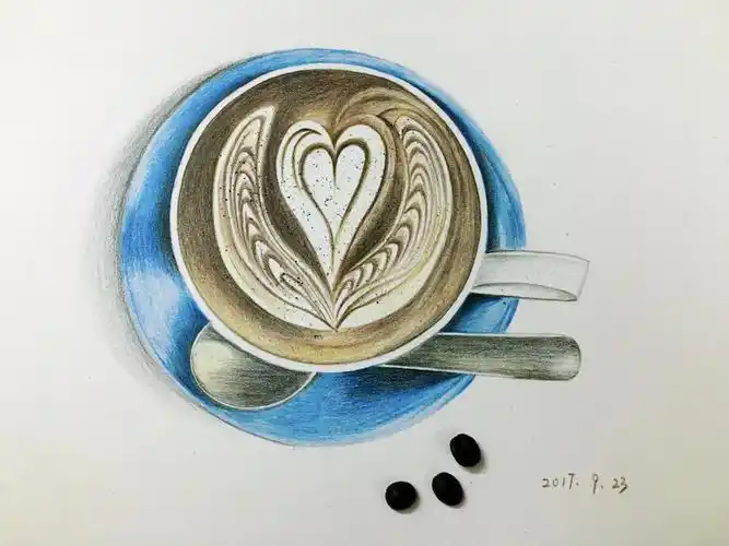 彩铅手绘02拿铁咖啡