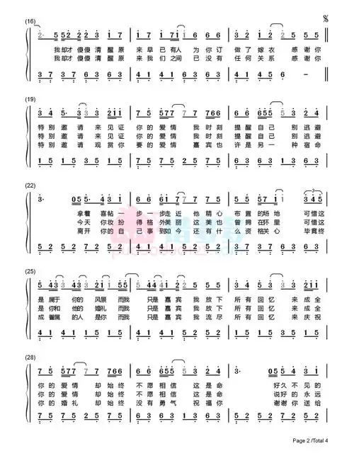 张远嘉宾钢琴谱五线谱双手简谱