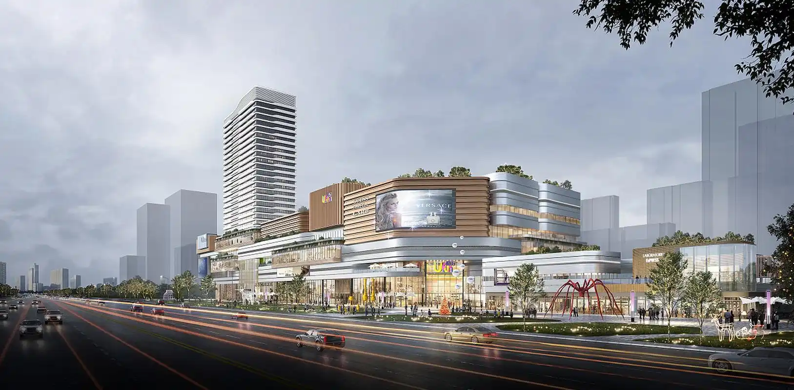 位于高新区的江北首座「合景泰富  悠方购物中心」外立面效果画面呈现