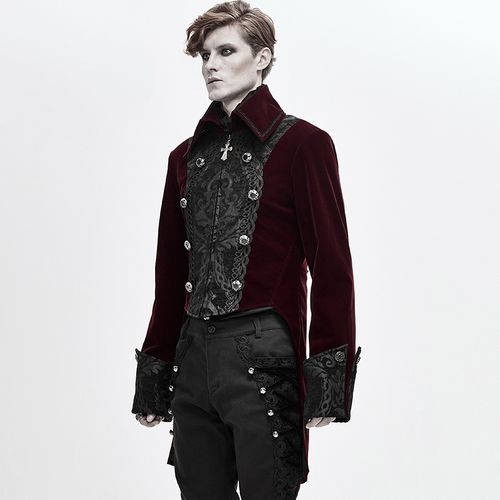 哥特男装刺绣拼接风衣宫廷绅士贵族礼服修身风衣