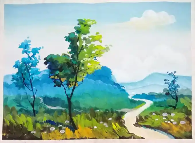 学生水粉风景画留底,2.