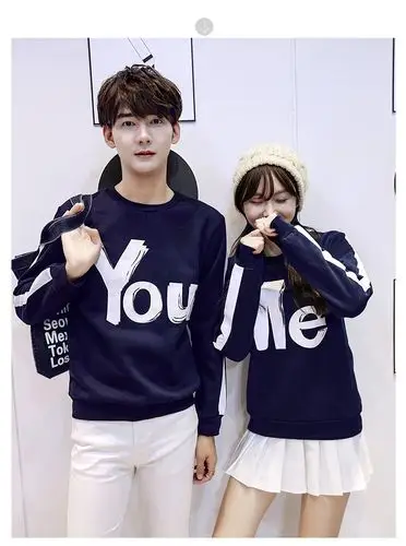 情侣装秋季新款韩版圆领套头字母印花卫衣潮