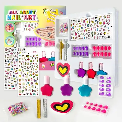 跨境儿童美甲套装礼盒可撕拉指甲油带贴纸女孩过家家儿童化妆玩具