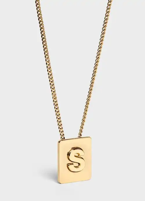 alphabet金色饰面字母s黄铜项链