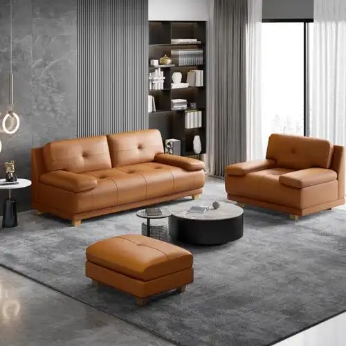 双人真皮沙发头层牛皮简约现代北欧客厅四人位直排新款三人皮沙发