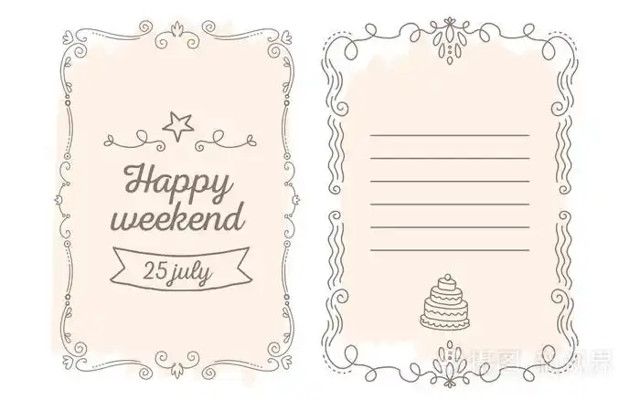 带花边框的贺卡矢量模板