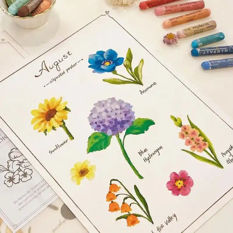 油画棒|小清新花朵.#画画 #跟着抖音学画画 #油画棒 #创 - 抖音