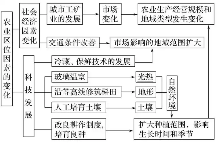 高中地理知识点思维导图:农业区位条件及其影响_因素