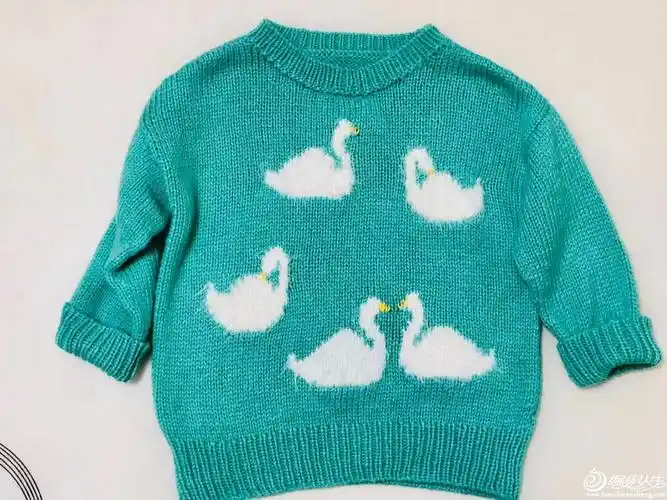 小小鹅成人款改版儿童棒针动物图案套头毛衣