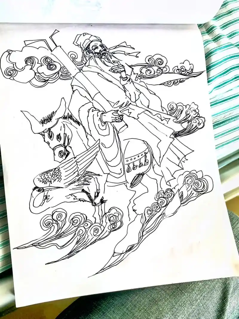 随手画 八仙过海,线描练习. - 抖音