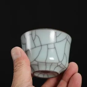 龙泉青瓷王文铁胎传世哥窑功夫茶杯陶瓷主人杯单杯陶瓷茗杯猪油冻