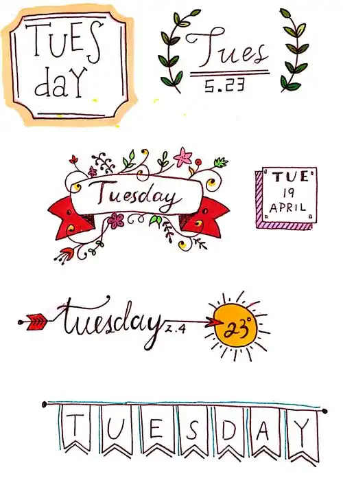 手帐花边素材|花样字体和小插图