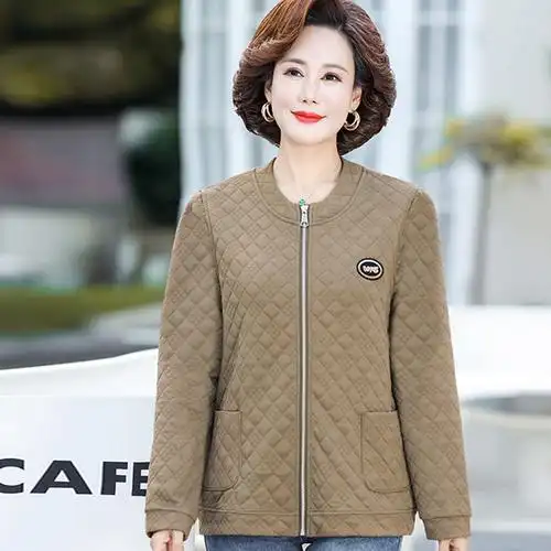 妈妈春装新款外套洋气休闲短款中年女装夹克中老年人春秋lwwa282