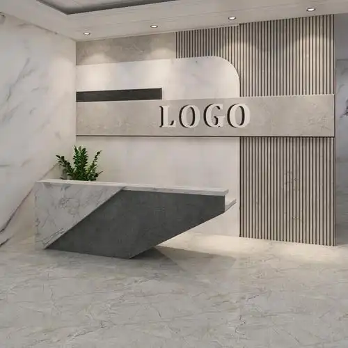 大气公司形象墙logo背景墙纸客厅电视办公室前台格栅水泥墙壁纸