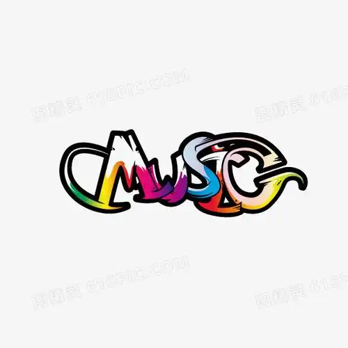 music音乐字体矢量图装饰字体彩色