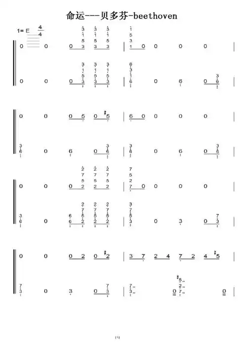 贝多芬 beethoven 命运 初学者c调简易版 钢琴双手简谱 钢琴简谱 钢琴