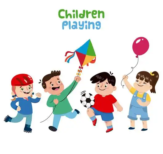 4个卡通玩耍儿童矢量素材