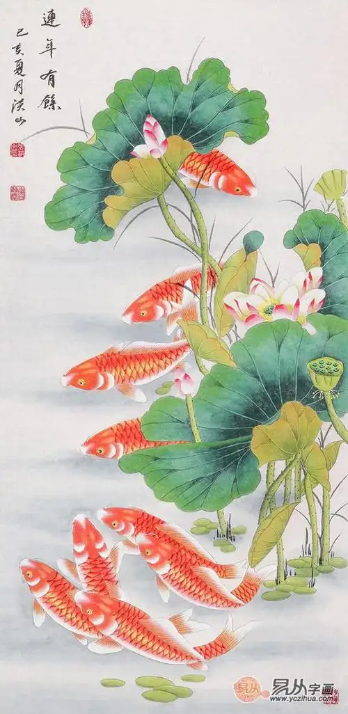 在客厅挂九鱼图,旺运招财风水佳 3