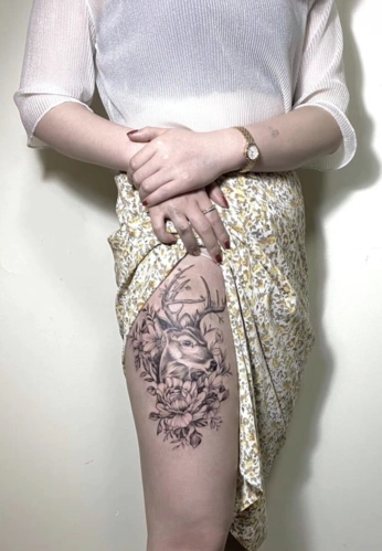 2020最新女生鹿纹身图案大全好看的鹿纹身设计5