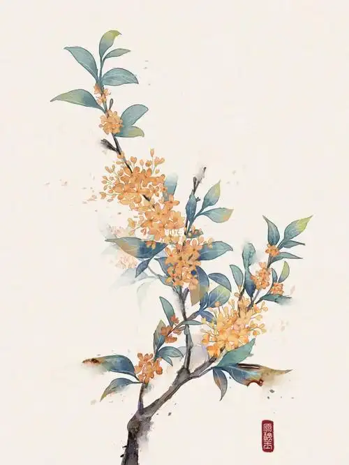 绘画  #插画  #水墨画  #古风插画  #桂花  #古風  #我是原创插画