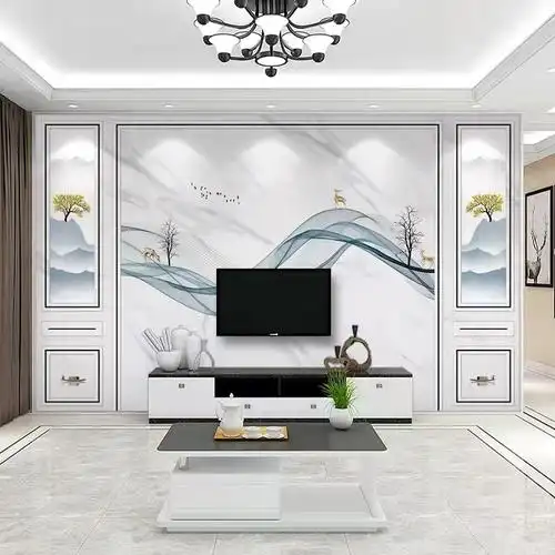 北欧风简约电视墙背景墙壁画客厅装饰画墙贴纸墙画卧室3d壁布立体