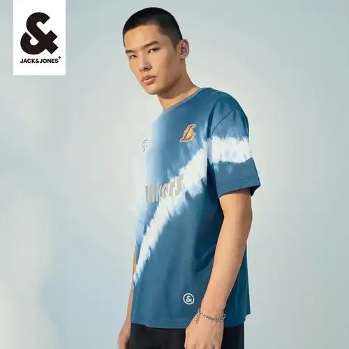 4件8折杰克琼斯nba联名湖人球队潮男扎染短袖t恤