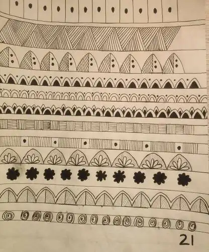 画出二方连续图案,注意黑白灰关系的表达.