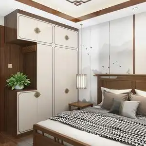 现代新中式衣柜全屋定制家用卧室整体轻奢玻璃衣橱实木衣帽间定做