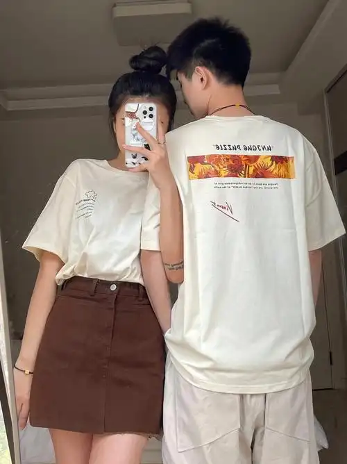 170178情侣ootd油画风满满的向日葵短袖