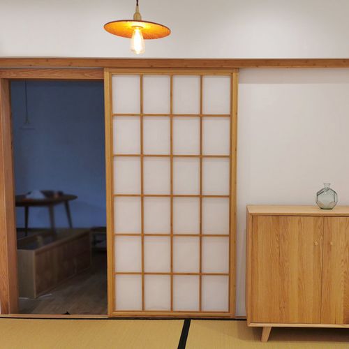 日式格子门推拉门定制吊轨门仓谷门单扇厨房幽灵隐形门移门实木门