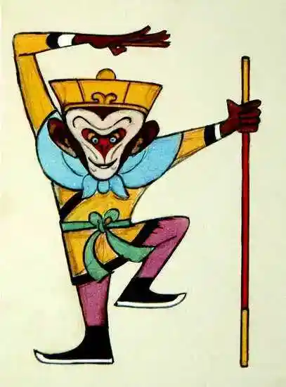 第三稿的孙悟空线条简洁,色彩明亮,很适合动画,但有些老气,不够可爱.