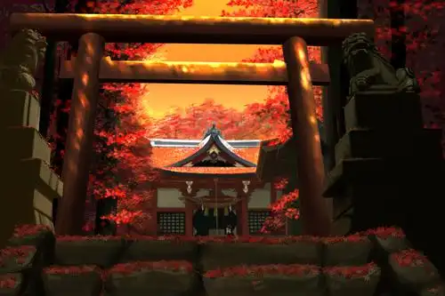 红叶,深秋东方系列,东方project,游戏,秋天,秋季,风景,靖国神社,门,博