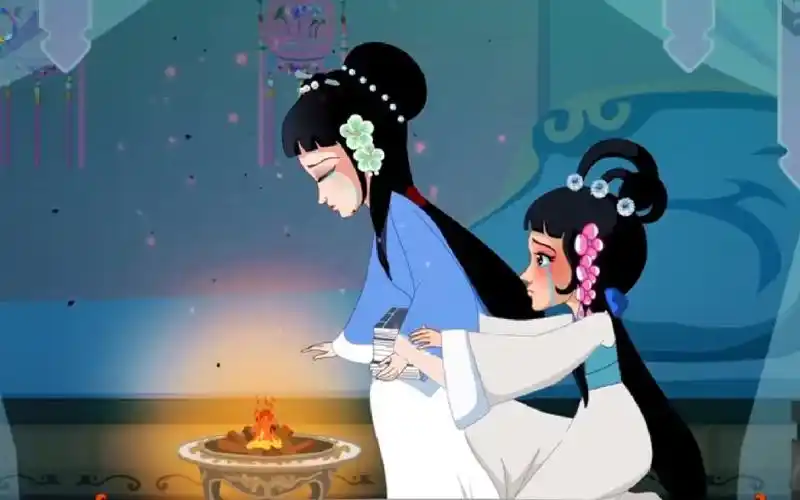 戏曲动漫越剧黛玉焚稿