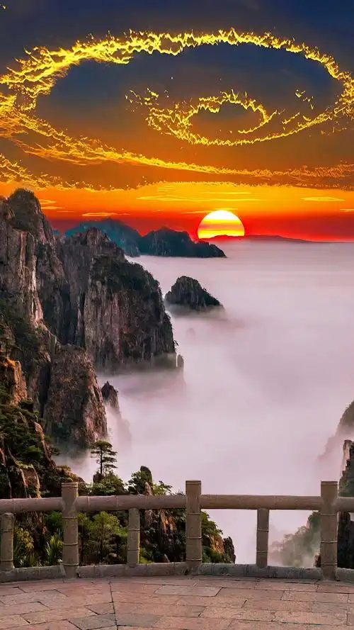 旅游进行时#为了呈现这7秒黄山美景,潜伏4个小时,才拍到这么美的奇