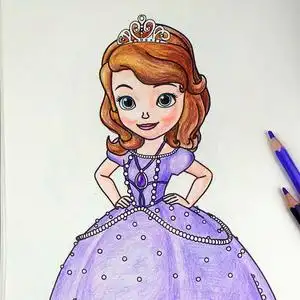 儿童涂色画本小公主苏菲亚填色本幼儿涂色纸填色纸女孩描红涂鸦本