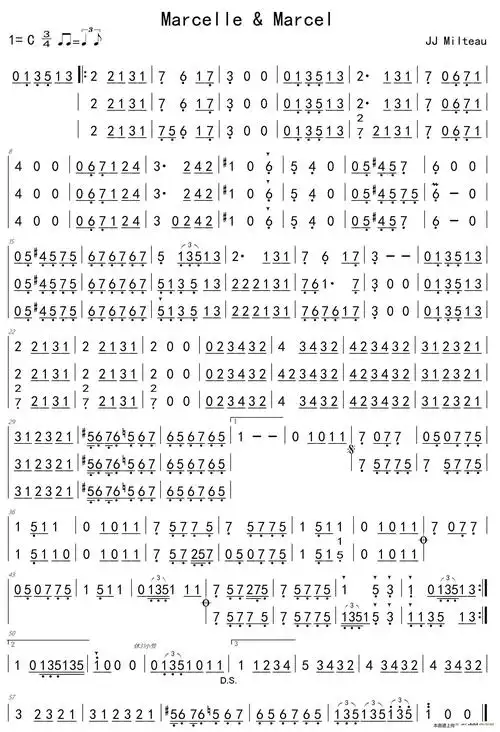 marcelle marcel 十孔口琴 jj milteau 口琴谱 简谱