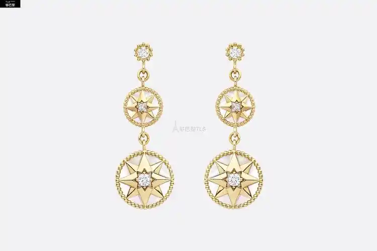 【包邮包税】 dior迪奥 21年秋冬 女士 耳环 耳环-黄色-k-金,钻石和珍