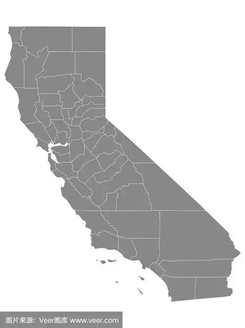 美国加利福尼亚州的县地图