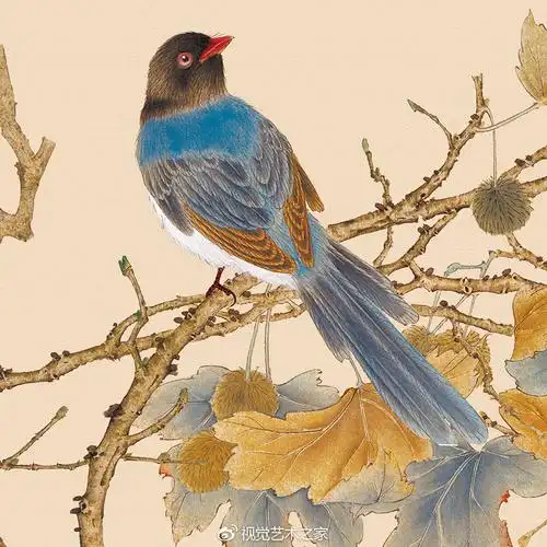 各种姿态的小鸟国画工笔作品欣赏